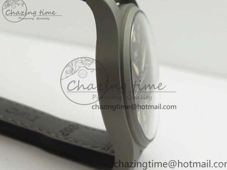 MIROTIME 0113 SmartChoice Mark XVIII IW327006 Titanium M+F 1:1 Best Edition Black Dial on Brown Leather Strap A 7145